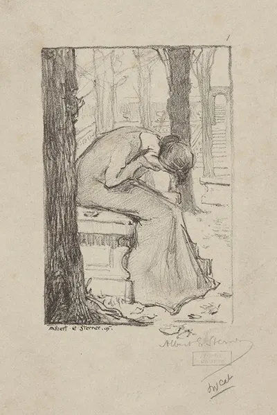 Young woman bending forward by Albert Sterner, 1895 — digital art print download