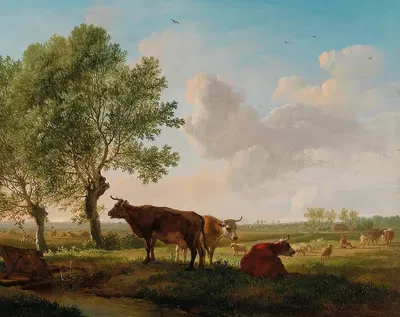 Скоты на лугу by Бальтазар Пауль Оммеганк — digital art print download