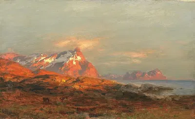 Закат над Лофотенами by Карл Август Генрих Фердинанд Остерхлей — digital art print download