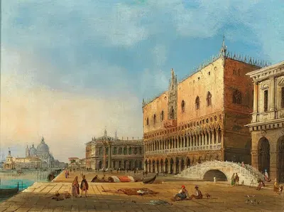 Venice, a view of St Mark’s Basin and the Doge’s Palace, in the background Santa Maria della Salute by Carlo Grubacs —…