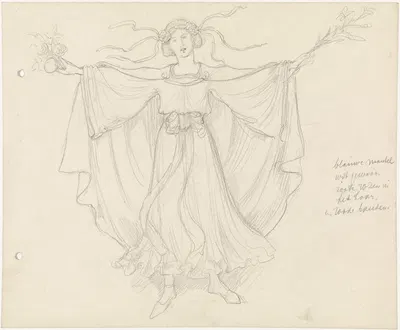 Dansende jonge vrouw, met uitgestrekte armen by Антон Деркиндерен, 1869 - 1925 — digital art print download
