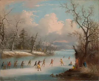 Индейцы играют в лакросс на льду by Эдмунд С. Коутс, 1859 — digital art print download