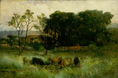 Untitled (five cows in pasture) by Edward Mitchell Bannister — digital art print download