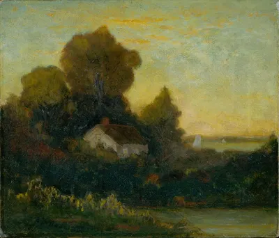 Untitled (house in woods near lake) by Edward Mitchell Bannister, 1895 — digital art print download