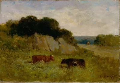 Untitled (landscape with two cows) by Edward Mitchell Bannister, 1898 — digital art print download