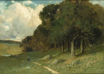 Untitled (man on path with trees in background) by Edward Mitchell Bannister, 1882 — digital art print download