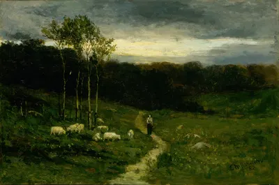 Woman Walking down Path by Edward Mitchell Bannister, 1882 — digital art print download