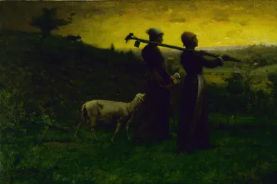 Возвращение домой с новорожденным ягненком by Эллиот Дейнджерфилд, 1890 — digital art print download