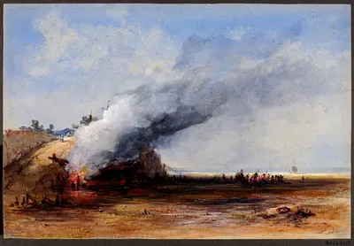 Burning of an Old Boat by Francis Danby — digital art print download
