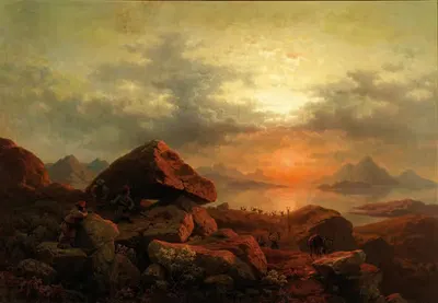 Охота на оленей на Дальнем Севере by Георг Эдуард Отто Заал, 1859 — digital art print download