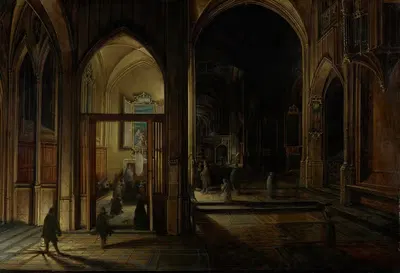 Интерьер готической церкви ночью by Хендрик ван Стенвейк Младший, 1609 — digital art print download