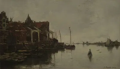 Harbor Scene by Jacob Maris, 1872 — digital art print download