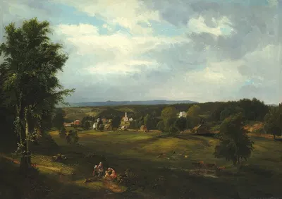 Деревенская сцена рядом с Олбани, Нью-Йорк by Джеймс Макадугал Харт, 1850 — digital art print download