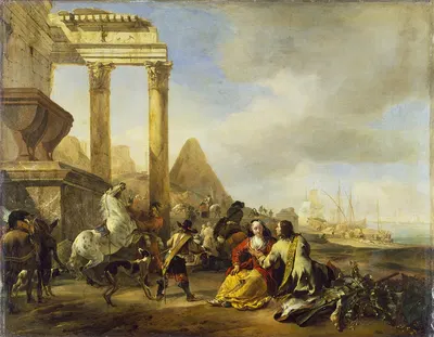 Прибрежная сцена с классическими руинами by Ян Баптист Виникс, 1649 — digital art print download