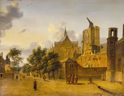 Уличная сцена в Кёльне by Ян ван дер Хейден, c.1684 — digital art print download
