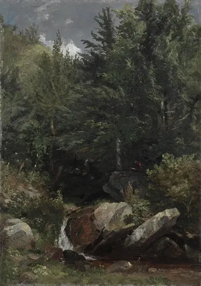 Деревья и ручей на склоне холма by Джаспер Фрэнсис Кропси, 1853 — digital art print download