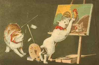 Cats and Canvas by Кобаяси Киёчика — digital art print download