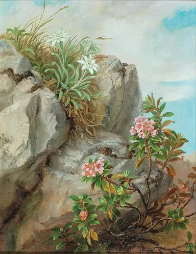 Alpine Roses by Анна Стайнер-Книттель — digital art print download