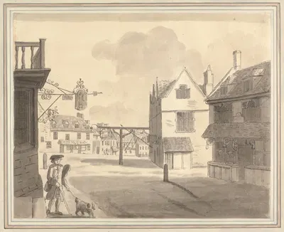 Wellingborough out of the Angel Window, Northamptonshire by Капитан Фрэнсис Гроуз, 1762 — digital art print download