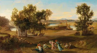 An idyllic southern landscape by Joseph Hoffmann — digital art print download