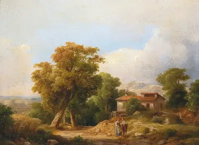 Итальянский пейзаж с фермерским домом by Карой Марко, 1854 — digital art print download