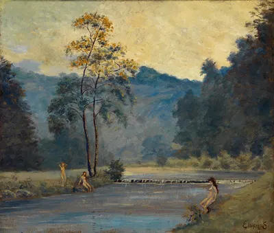 Three Girls and River by Louis Michel Eilshemius, 1907 — digital art print download