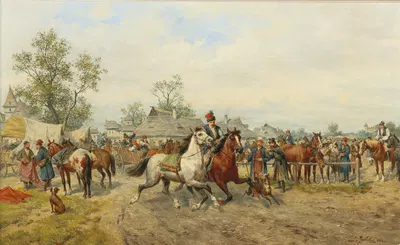Конный рынок в Польше by Людвиг Гедлек — digital art print download