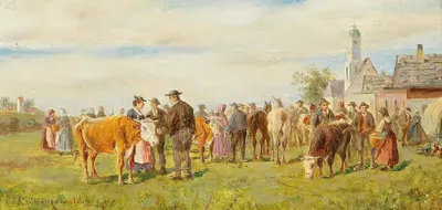 Рынок скота by Людвиг Мюллер-Корнелиус — digital art print download