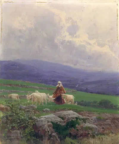 Козы на пастбище, Антиколи Коррадо by Мариано Барбасан, 1904 — digital art print download