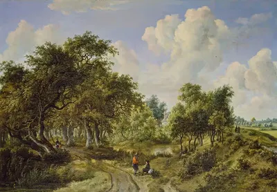 A Wooded Landscape by Meindert Hobbema, c. 1663 — digital art print download