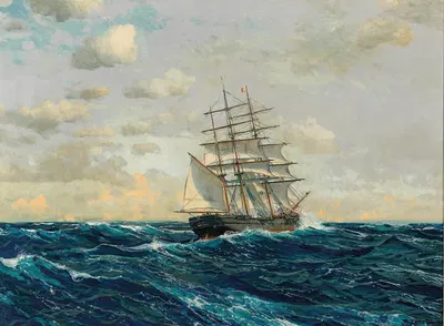 Three-Master on the High Seas by Michael Zeno Diemer — digital art print download