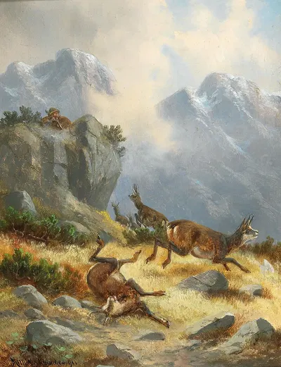 Охота на серн by Мориц Мюллер, 1891 — digital art print download