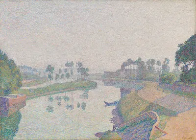 Banks of the Oise at Dawn by Louis Hayet, 1888 — digital art print download
