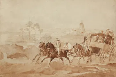 A coach travelling through the countryside by Constantin Guys — digital art print download
