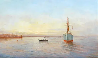 Корабль в порту Одессы by Филипп Филиппович Клименко, 1910 — digital art print download