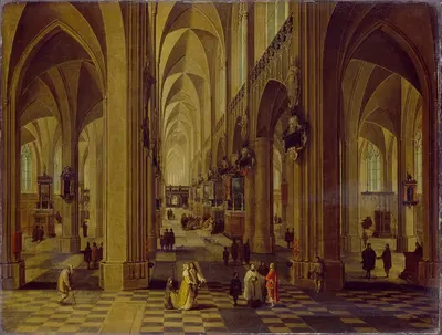 Interior of Antwerp Cathedral by Pieter Neeffs the Elder, c. 1648 — digital art print download