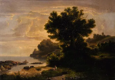 Пейзаж с семьей у озера by Роберт С. Дункансон, 1858 — digital art print download