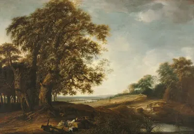 Sleeping Peasants near Fields (Parable of the Weeds) by Simon de Vlieger, 1650-1653 — digital art print download