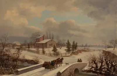Зимняя сцена в Пенсильвании by Томас Бирч, 1842 — digital art print download