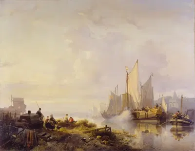 Речная сцена by Вейнанд Нуйен, 1838 — digital art print download