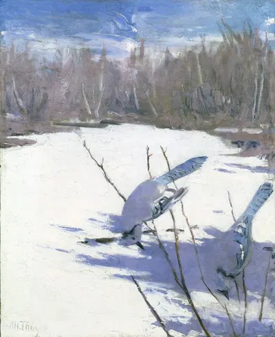 Синицы зимой, Эскиз для книги о маскировке в животном мире by Аббот Хандерсон Тейер — digital art print download