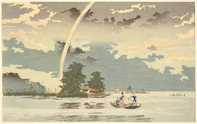 Вид на закате, Хашиба, Токио by Кобаяси Киёчика, 1880 — digital art print download