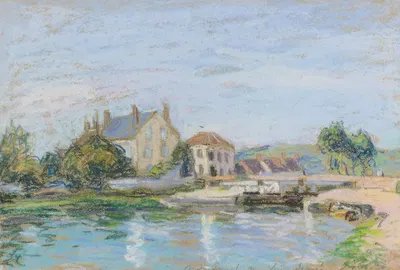 Maisons Au Bord De L'écluse De La Gazonne by Alfred Sisley — digital art print download
