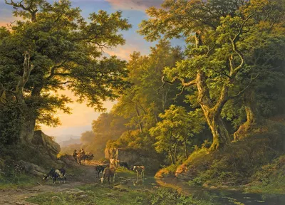 Фигуры в лесном пейзаже by Баренд Корнелис Кёккёк, 1850 — digital art print download