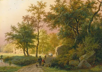 Путешественники на дороге by Баренд Корнелис Кёккёк, 1849 — digital art print download