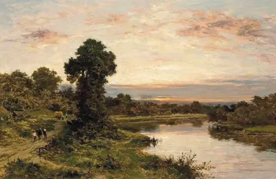 Вечер на Темзе в Шиллингфорде by Бенджамин Уильямс Лидер, 1905 — digital art print download