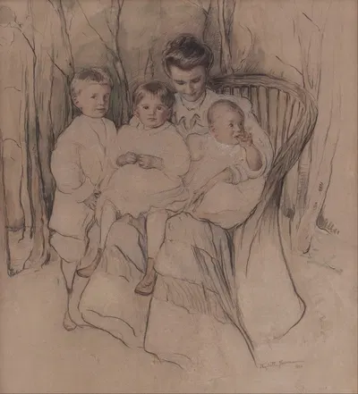 Mother and Three Children by Элизабета Нурс, 1906 — digital art print download