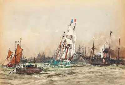 С ветром и приливом, Гринвич by Шарль Эдвард Диксон, 1898 — digital art print download