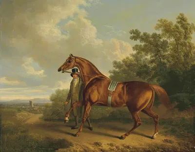 Конный охотник и его конюх на фоне пейзажа by Чарльз Таун, 1819 — digital art print download