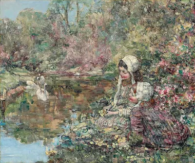 Озерные леса by Эдвард Аткинсон Хорнел, 1914 — digital art print download
